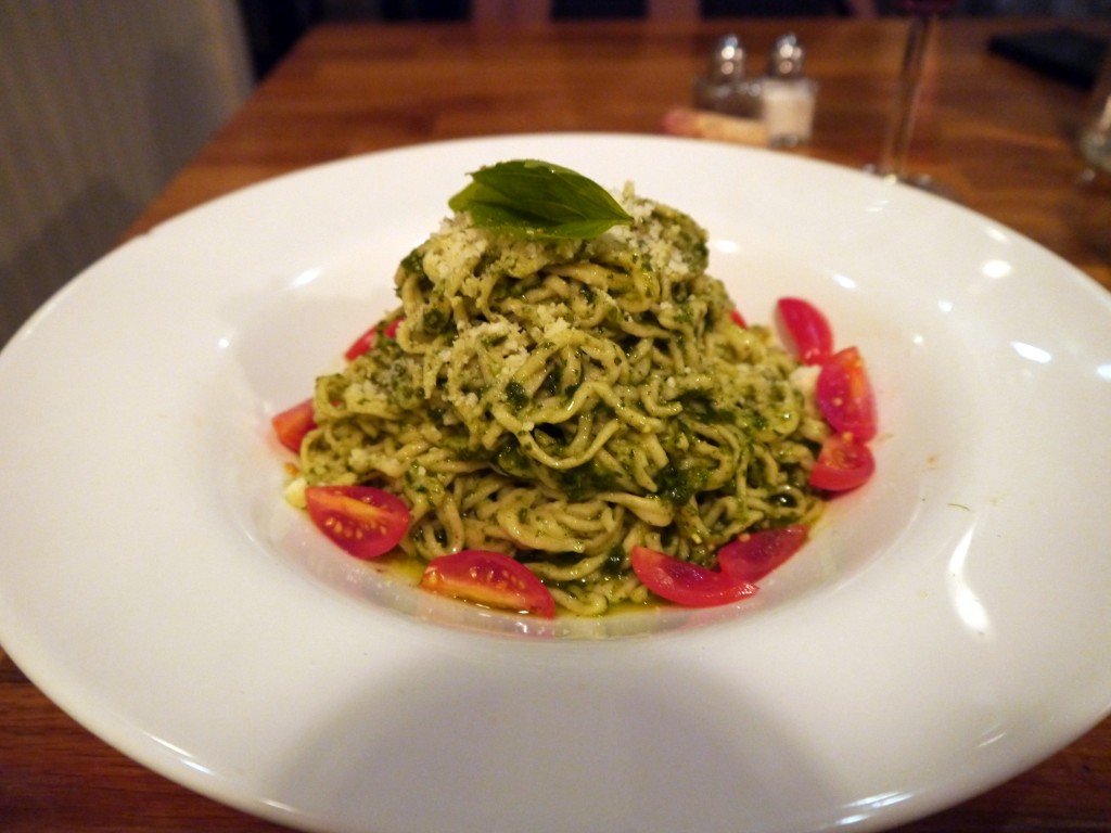 Taglierini with pine nuts and vegetables